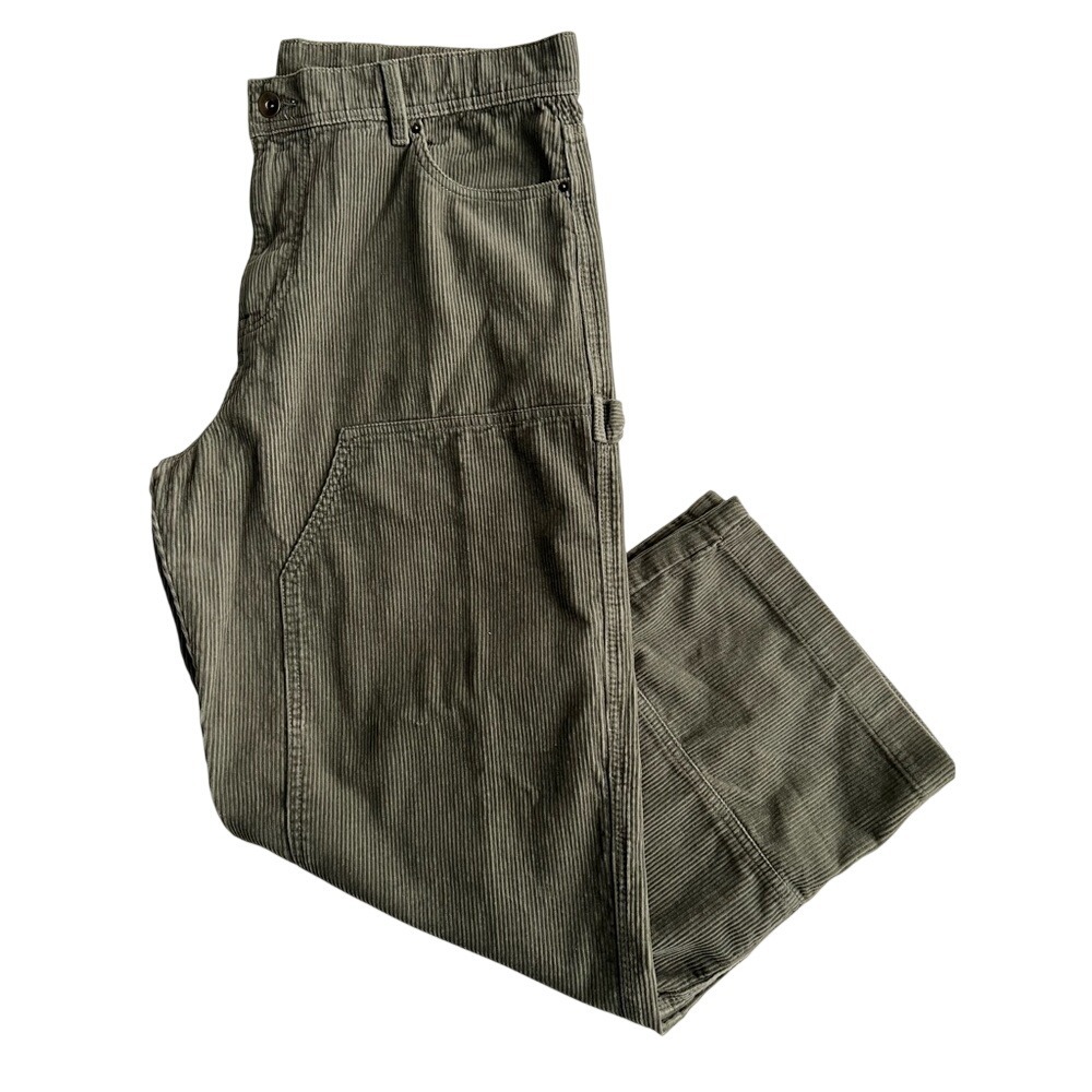 No Boundaries Mens Corduroy Carpenter Pants Olive Green 38x31 Workwear Cotton